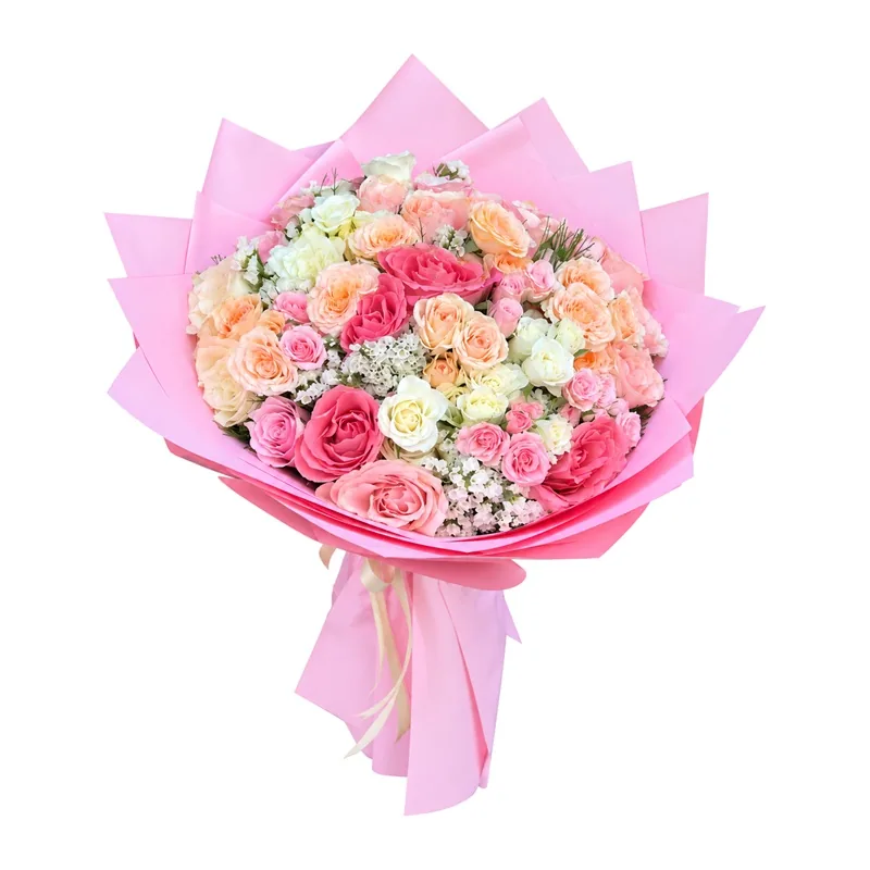 Somon ve Pembe Sprey Gül Buketi