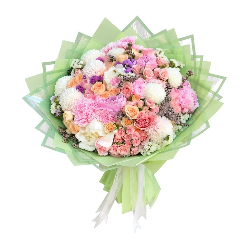 Pastel Karışık Buket Yeşil Sarım