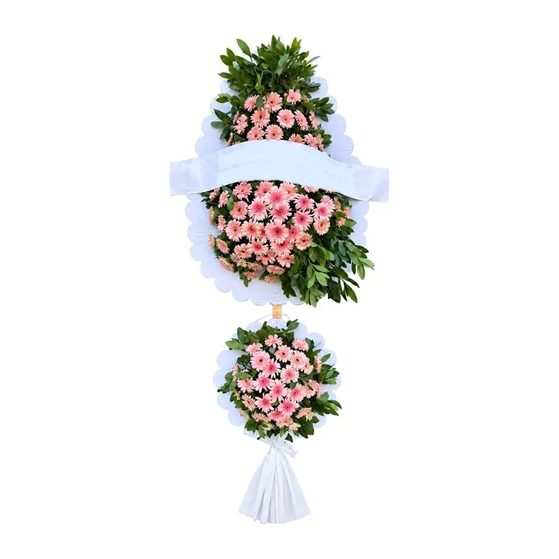 Pembe Gerbera Açılış Çelengi Çift Katlı yapay – 2. fotoğraf